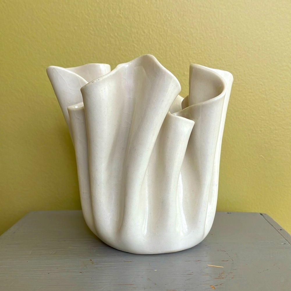 Vintage Draped Handkerchief Porcelain Vase - Carol Barclay - MCM style